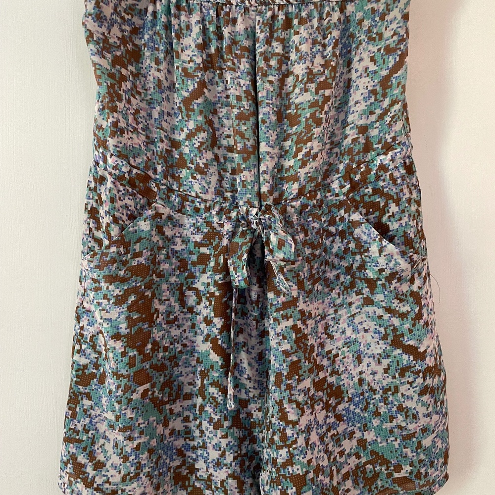Charlie Jade Small Petite Pixel Pattern Romper 100% Silk Lined